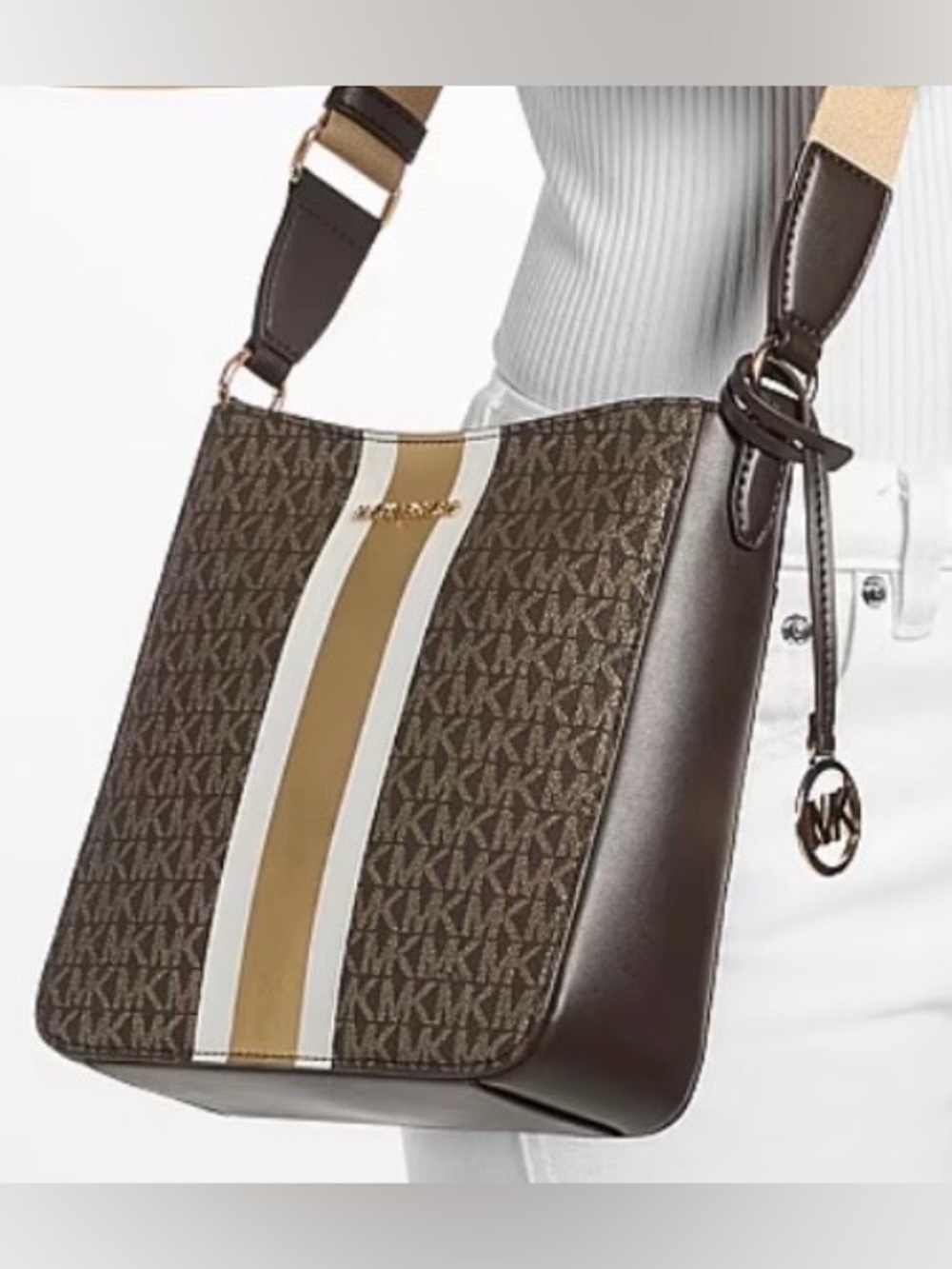 Michael Kors Jet Set Signature Logo Stripe Crossbody Bag with Free Dust Bag. - Picture 6 of 11